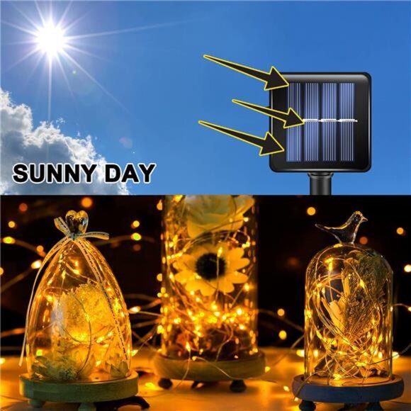 Solar String Lights Outdoor 80ft 240 LED Warm White Fairy Lights Waterproof - Picture 3 of 7